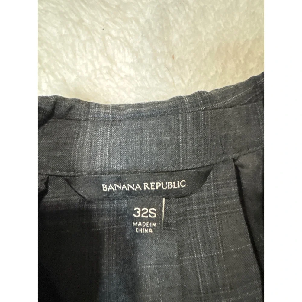 Banana Republic Blazer Mens 32S Grey Good Glen Plaid Two Button Sport Coat